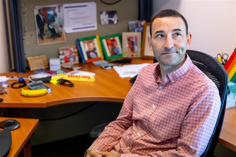 BioMarin employee Javier Femenia sits in his office